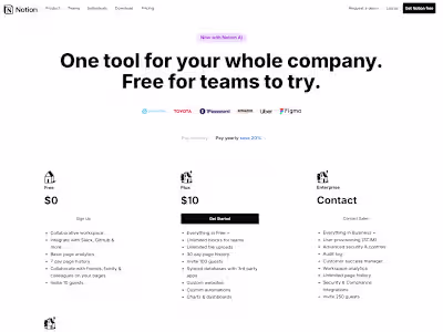 Notion Landing page