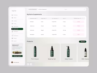 🙌 Health Dashboard - Supplements Page