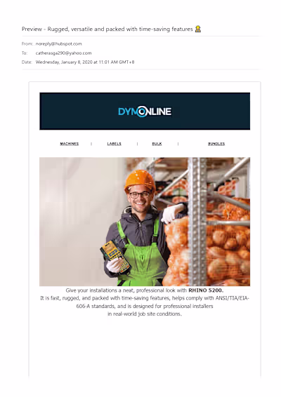 Product Spotlight Email for Dymo