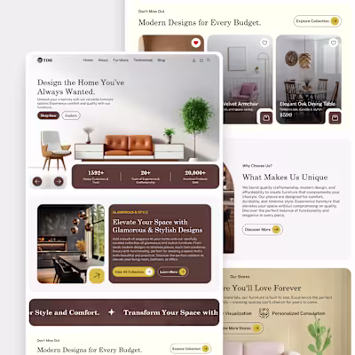 Furniture shop website home page design.