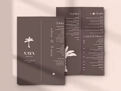 Naya Beach Bar Menu Redesign