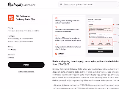 Shopify App: Estimated Delivery Date
