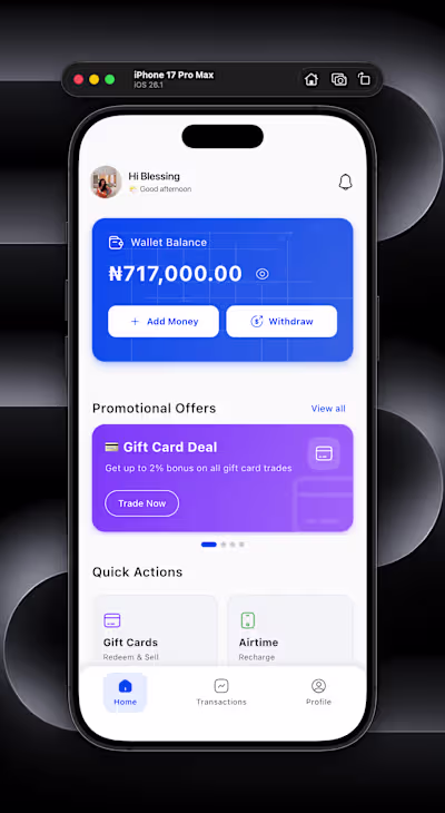 Building an airtime, giftcard redemption application