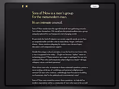 Sons of Now: a minimalistic landing page for men's group