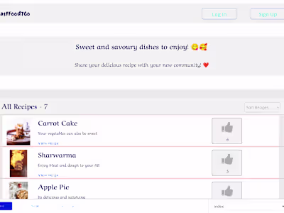 Web App for a fast food restaurant