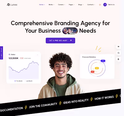 Lunex Creative Home Bold Homepage Design
