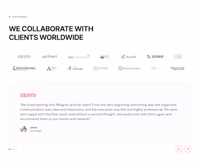 Testimonials section for https://wolf-studio.co