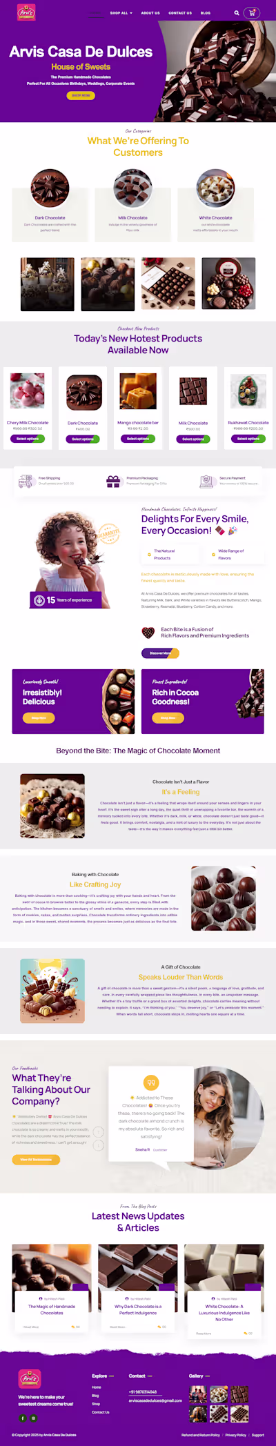 Arvis Casa de Dulces E-commerce Website Development
