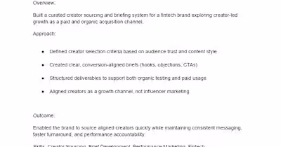 Creator Sourcing & Brief Development for Fintech