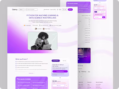 Udemy eLearning Course Detail Page UI UX Design