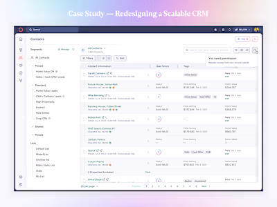 Redesigning a Scalable, AI-Powered CRM for Real Estate Agents