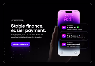 Saturation Pay mobile promo website section