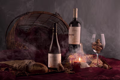 Concept photography and editing of a wine composition 