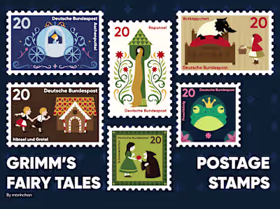 Grimm's Fairy tales postage stamps 