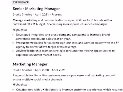 Professional Resume and Cover Letter for Marketing Manager