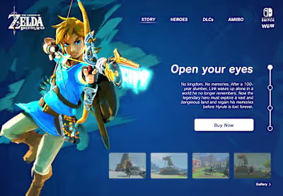 Legend of Zelda Hero Section
