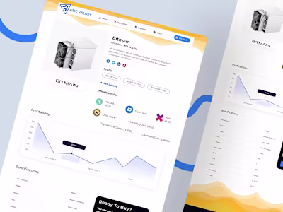 Mining Device Product Page UI UX Design