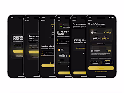 5 iOS Onboarding Screens for the Wolf of Washington App