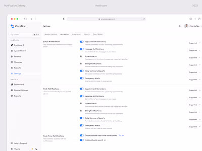 🩺 Doctor Notification Setting Page Design ✨