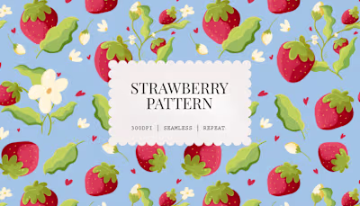 Strawberry-Themed Seamless Pattern Design