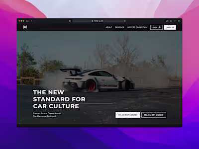 Membership Platform Connecting Car Enthusiasts with Vetted Shops