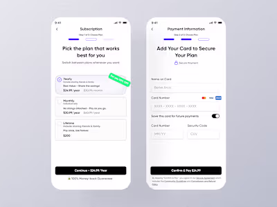 Subscription Flow & Payment UI Concept :: Behance
