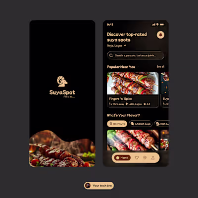 Suya spot finder mobile app ui