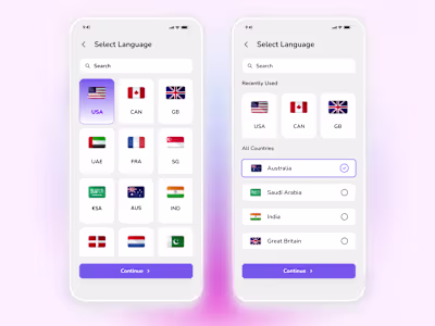 Multilingual Language Selection UI — Global Access Screen