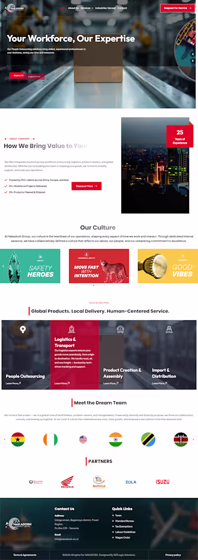 Complete website for logistics business