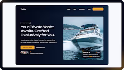 Yachtz Premium Landing Page Design