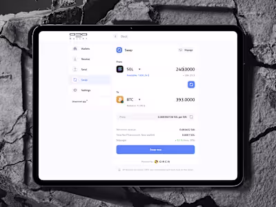 P2P Wallet / Swap UI (Full flow, 7 screens inside)