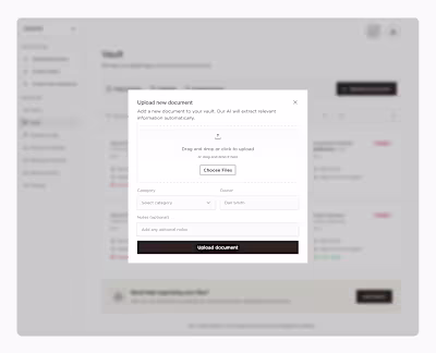 Document upload modal — web app UI 🚀