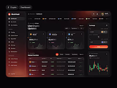 Crypto Dashboard UI/UX for Trading & Asset Management