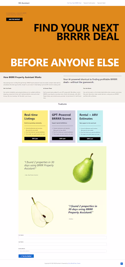 Splash Page for REI SaaS Marketing