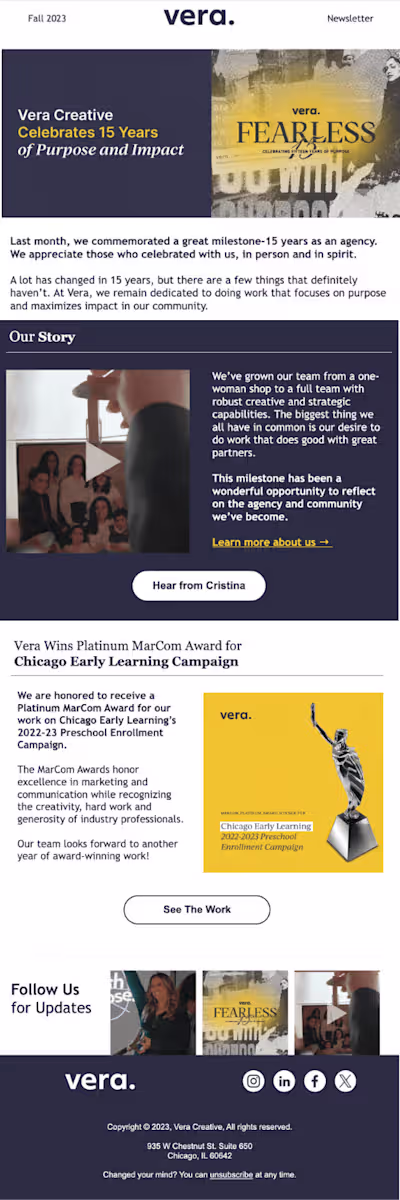 Vera Creative Email Copy