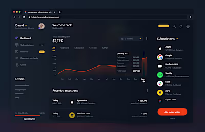 SubsManager: Subscription management web application