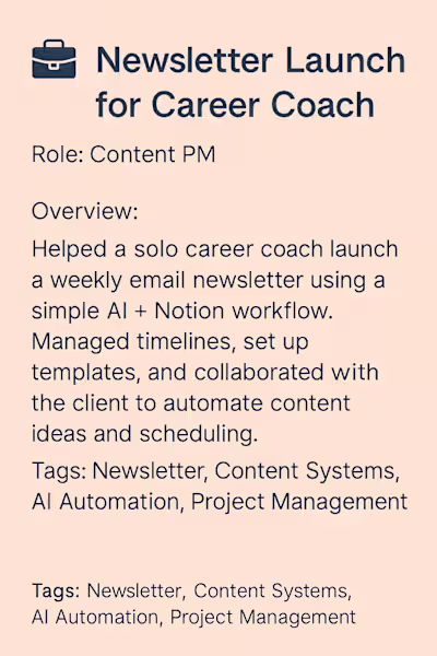 Weekly Newsletter System for Career Coach