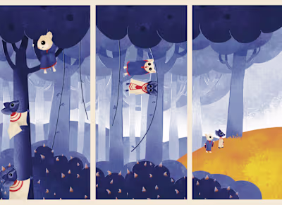 Children's book illustration: Picking yellow flowers