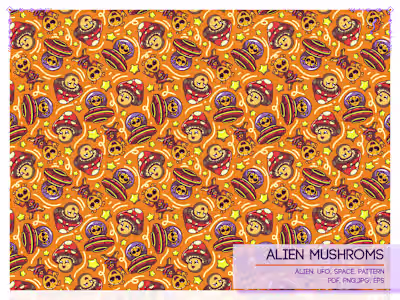 Alien Mushrooms repeatable Pattern 