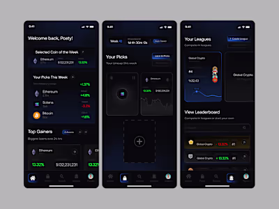 UI Design for Fantasy Crypto League App