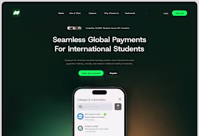 Landing page design for Fintech Company