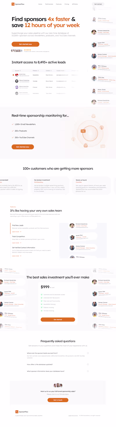 SponsorFlow - Landing page