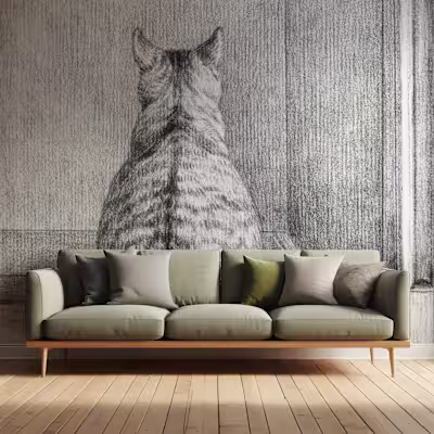 Wallpaper Mockup with Sage Green MCM Inspired Couch