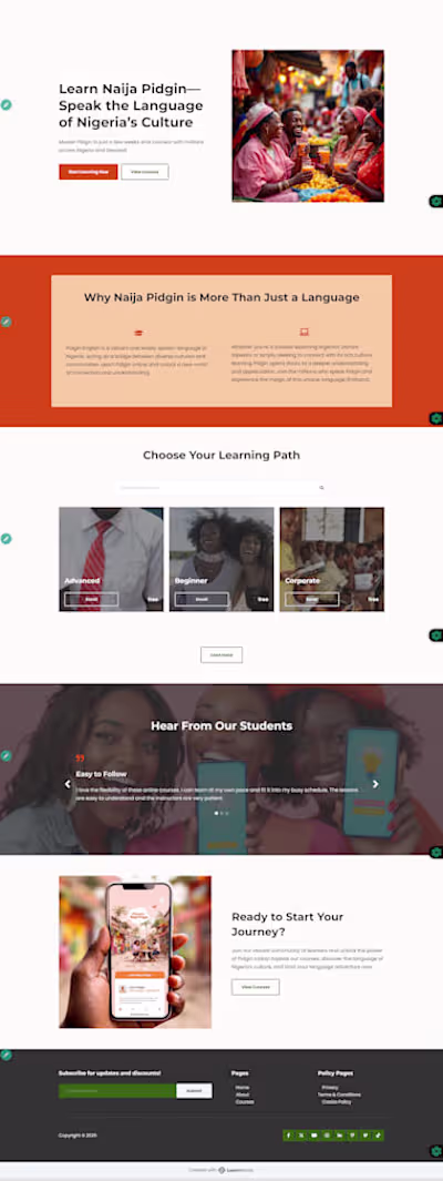 An online course website to teach pidgin language