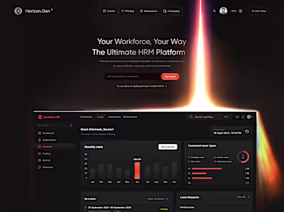 HRM Dark SaaS Landing Page design