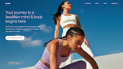 Landing page design for Zenify