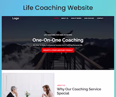 One on one coaching service company website on Behance