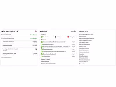 eBay account management with complete setup
