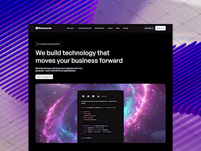 Hero section for StarbourbeLabs Development as a service com...