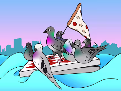 Pigeons Crossing the East River